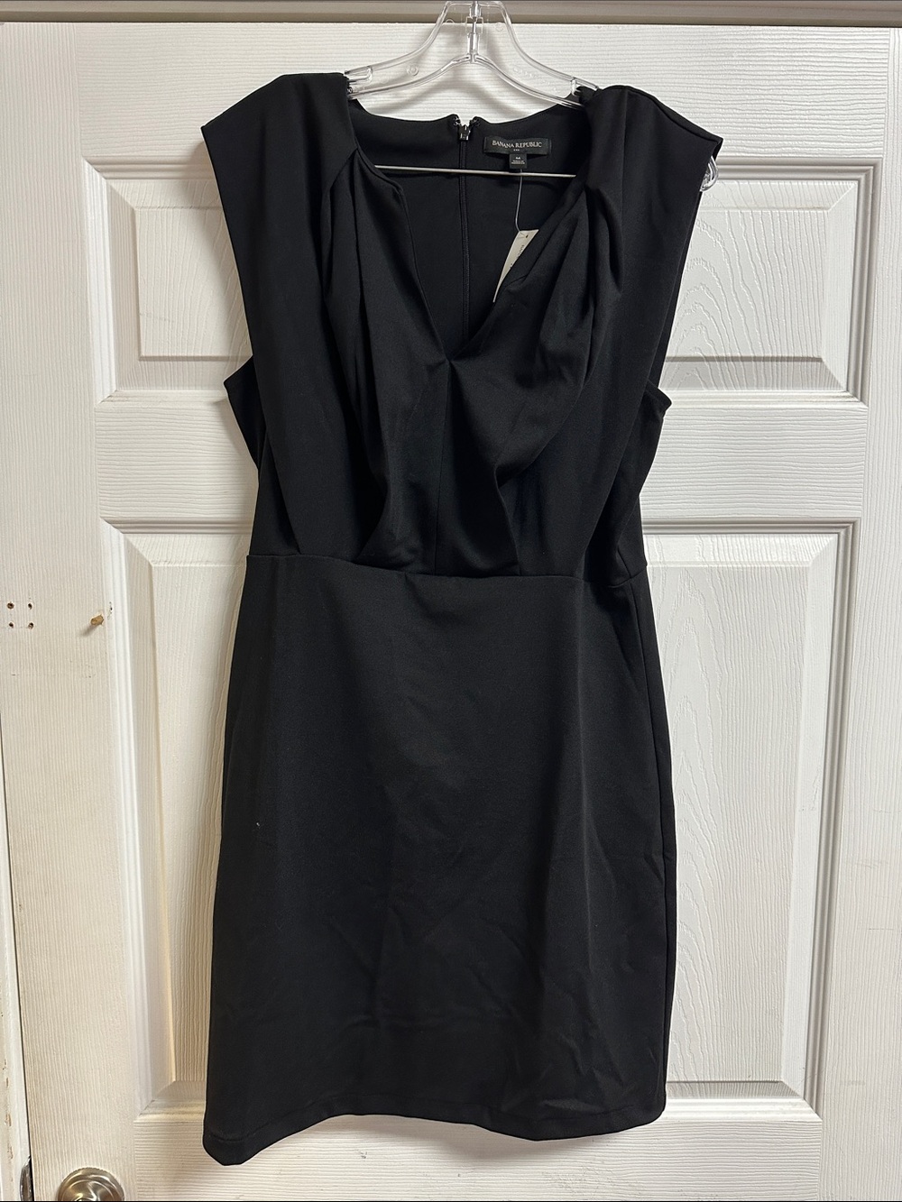 Banana Republic Black Draped V-Neck Mini Dress